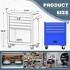 Steel Rolling Tool Box Cabinet Garage 4-Drawer Blue Anti-Rust Storage Organizer Includes Locking System Drawer Liner Soft Close 2