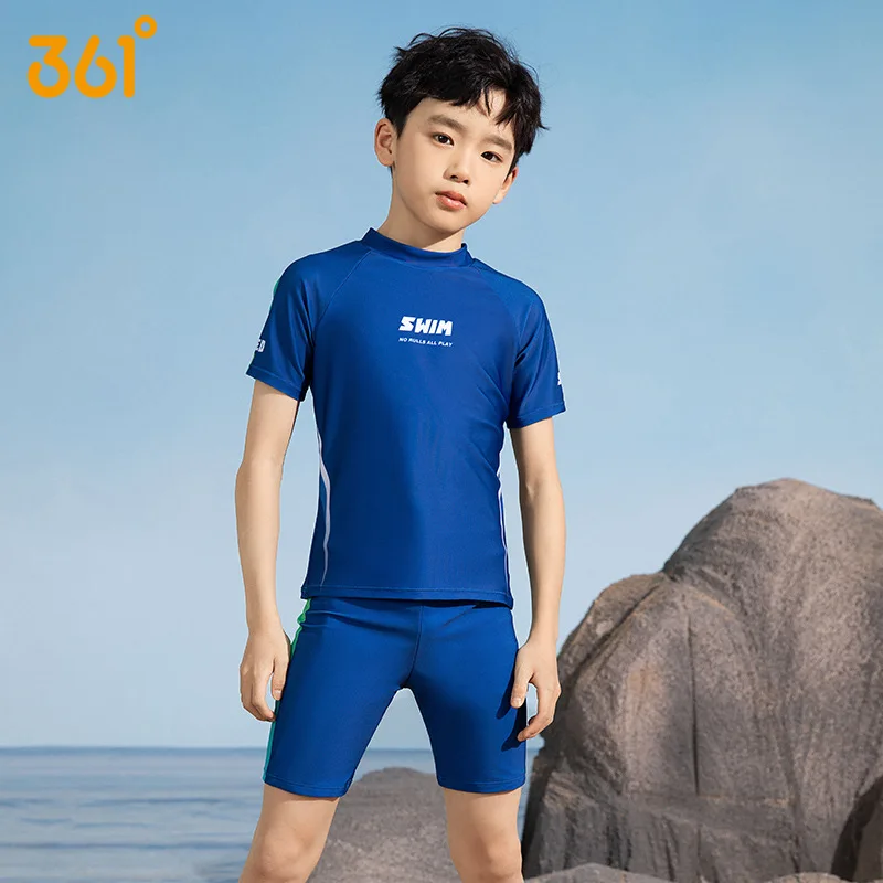 

361°Boy Long Sleeve UPF 50+ Sun Protection Rash Guard Kids Two Pieces Shirt Top Swim Trunks Glasses Surfing Beach Bathing Suit