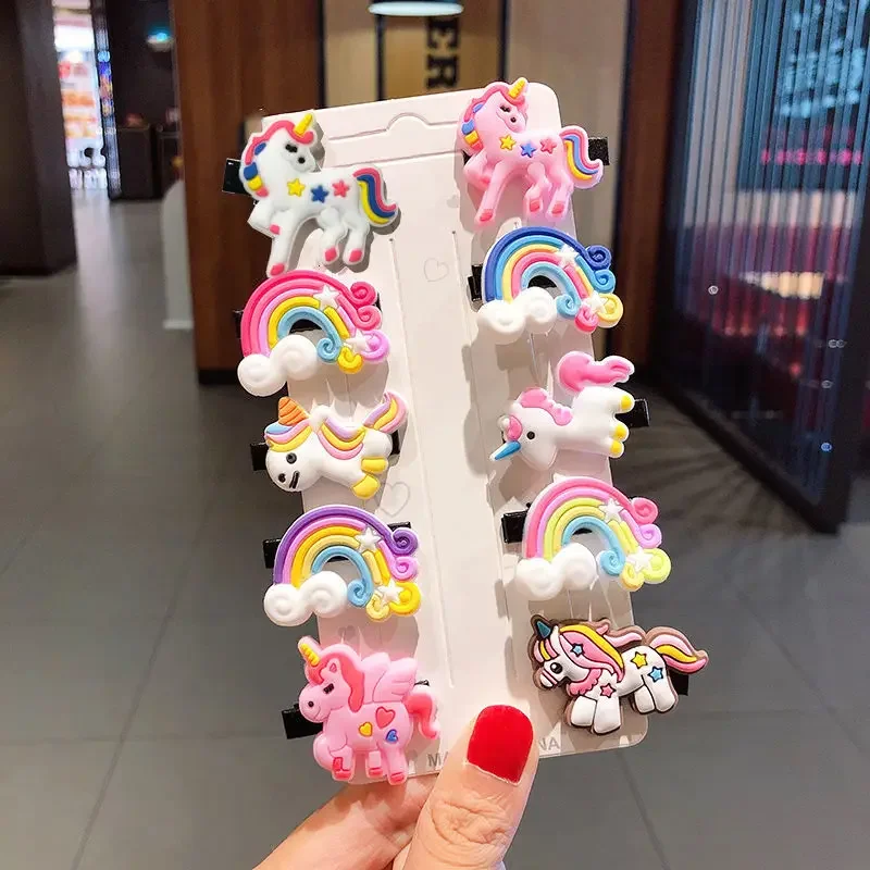 

10PCS/Set New Girls Cute Cartoon Ice Cream Unicorn Hair Clips Kids Lovely Hairpins Headband Barrettes Fashion Hair Accessories