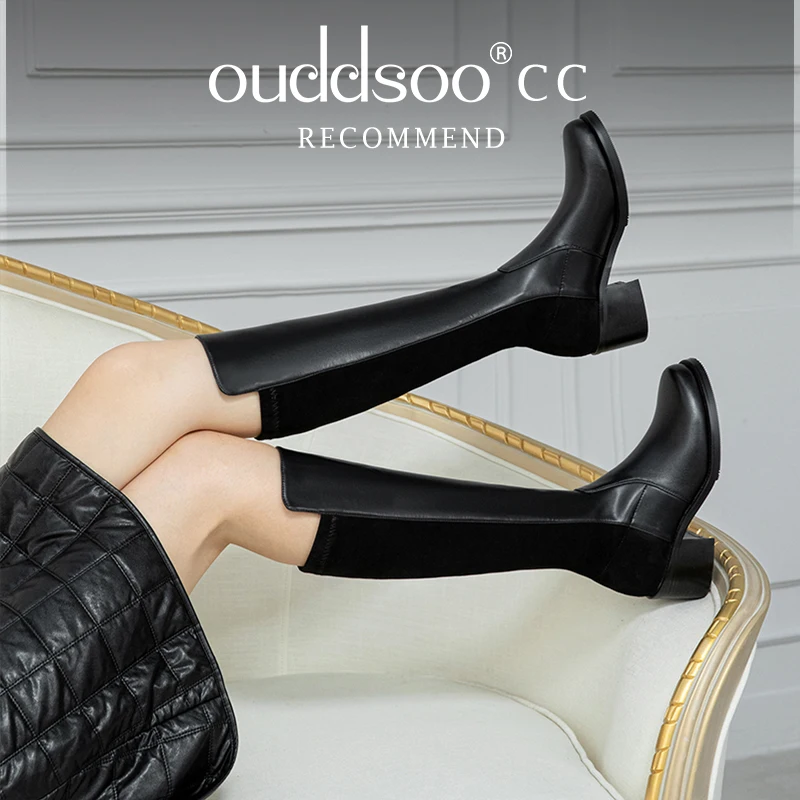 

Ods Vintage Female Over The Knee High Boots 2024 Fall Winter Newest Working Party Classic Basic Cow Leather Women's Shoes