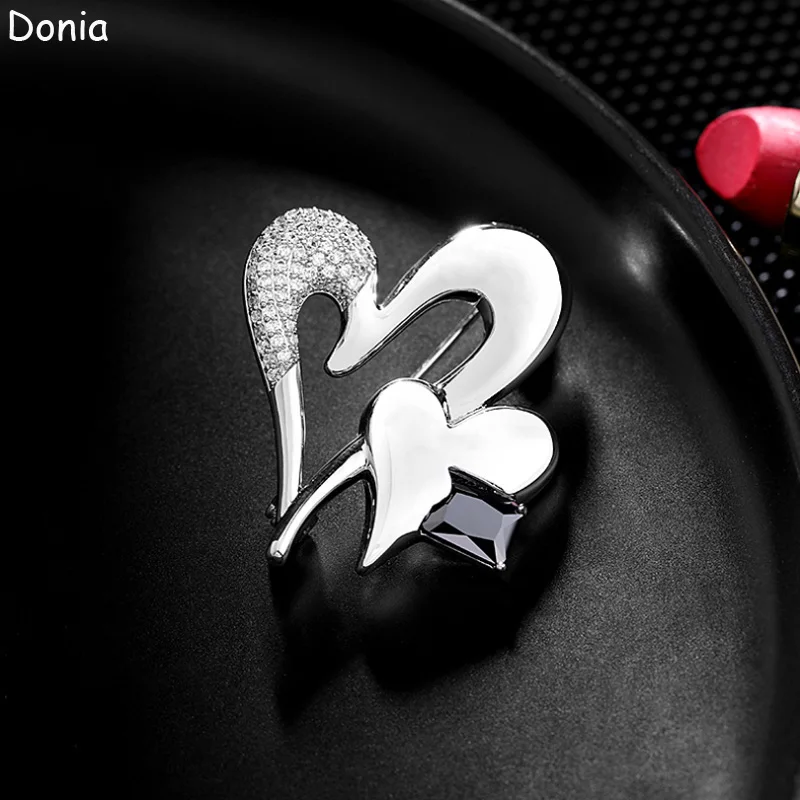 

Donia European and American Jewelry Fashion New Titanium Micro-Inlaid AAA Zircon Love Brooch Luxury Pin