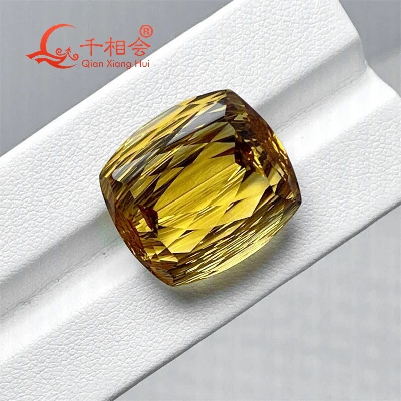 30.85ct Natural Citrine Gemstone Long Cushion Shape Millennium Cut Loose Stone for Jewelry Making with GRC Certification