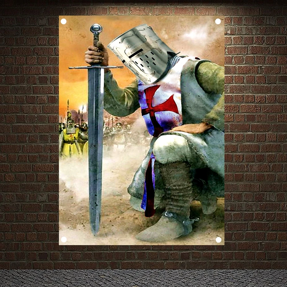 

Ancient War Military Art Flag Vintage Decor Banner Wall Chart Knights Templar Art Posters and Prints Canvas Painting Tapestry A1