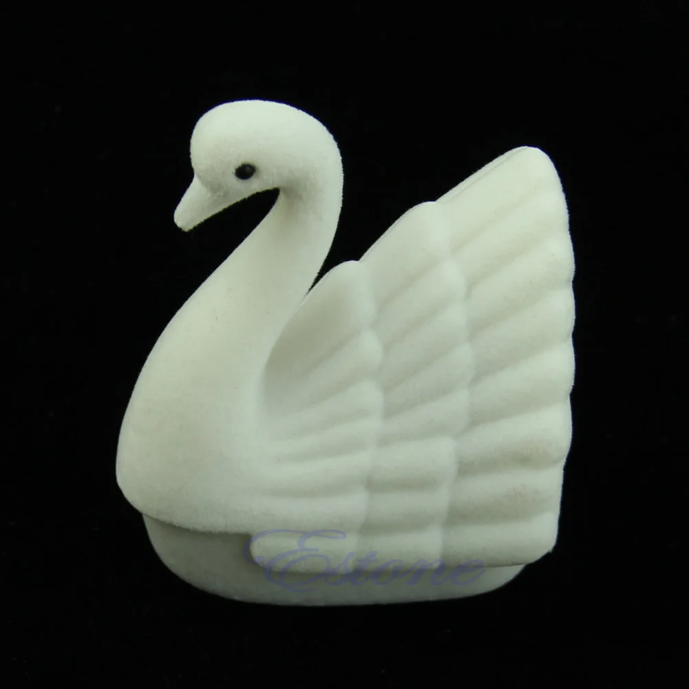 

Cute Velvet Cygnet Swan Necklace Ring Earring Jewelry Display Gift Box for CASE