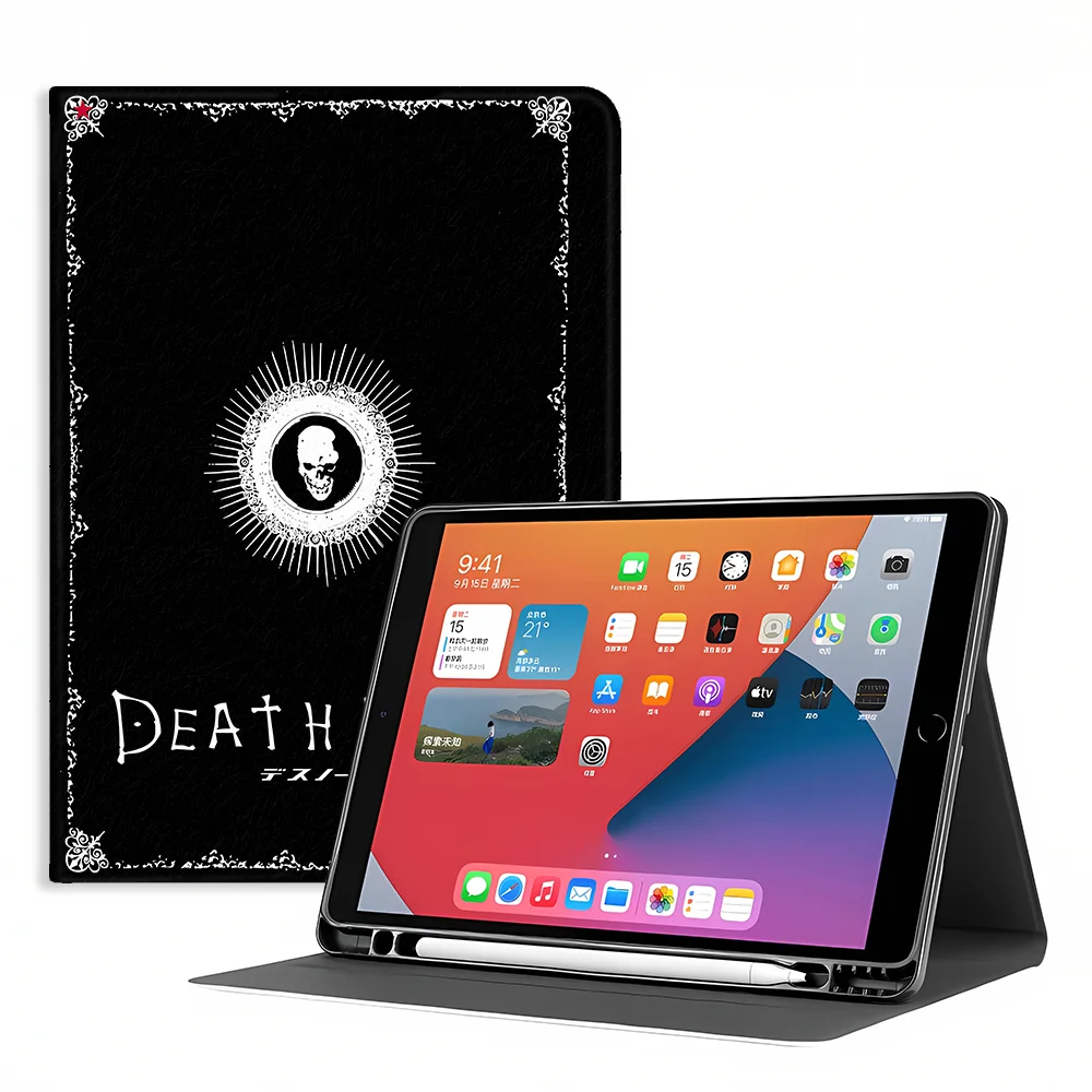 Stylish Tablet Case with Pencil Holder - D-EATH NOTE Design