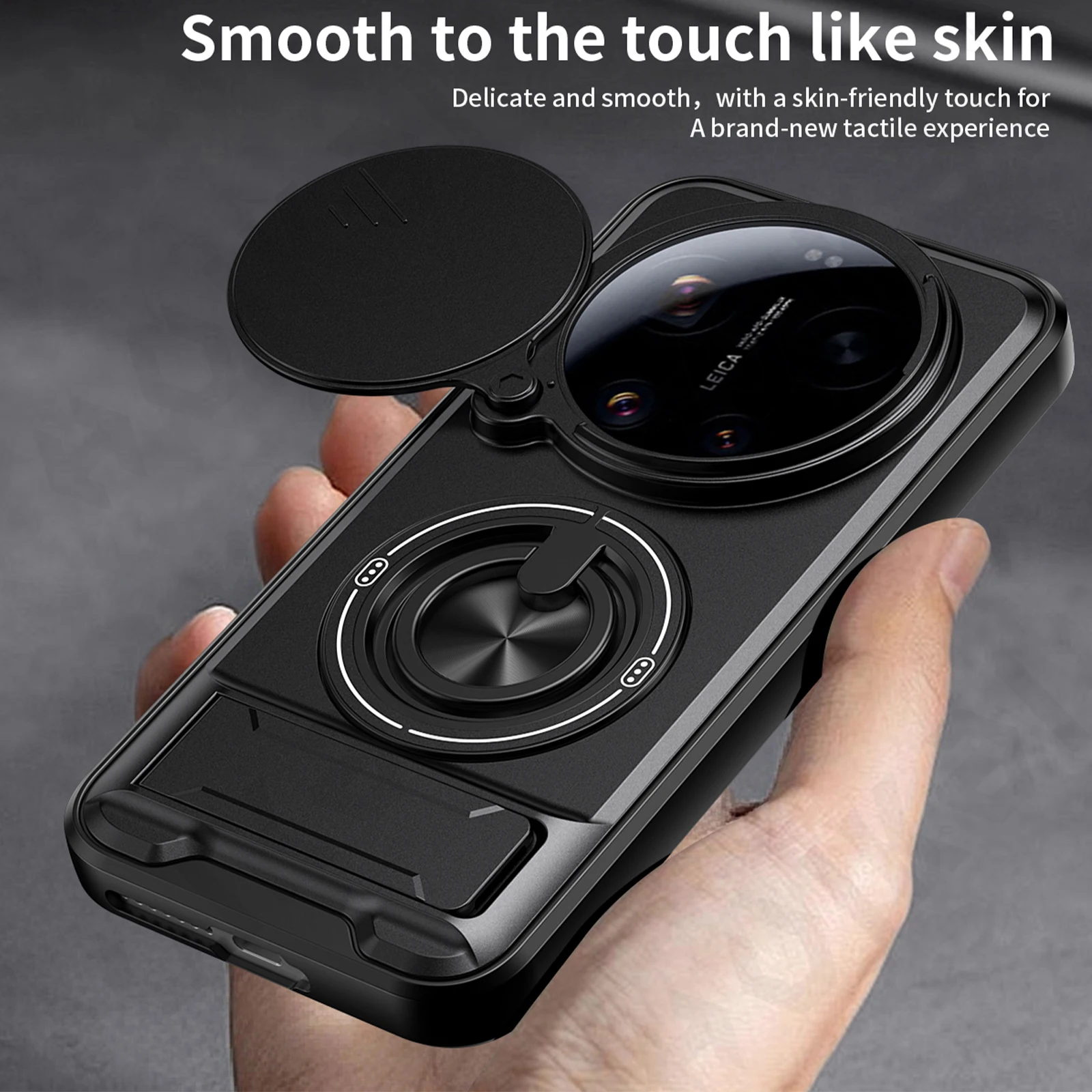Premium Mirror Cover with Magnetic Car Ring Holder and Kickstand Feature