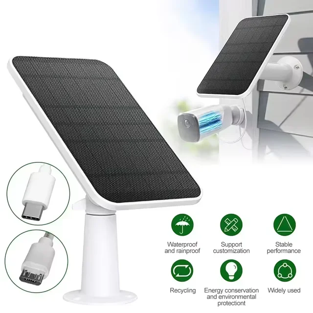 Panneau solaire 20W 5V pour Eufy Eufycam 3/3C/2C/2Pro panneaux de charge solaires muraux système de cellules solaires étanche avec câble de 10,8 pieds 1