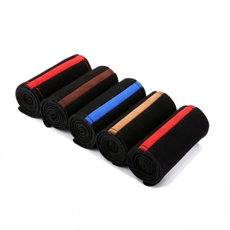 Steering Wheel Cover Black Suede Steering Wheel Cover DIY Braid For Diameter 38cm Auto Accessories