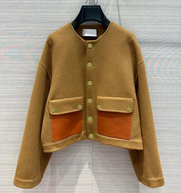 

2023 Light luxury womenswear preppy vintage languid versatile loose patchwork cashmere cardigan jacket