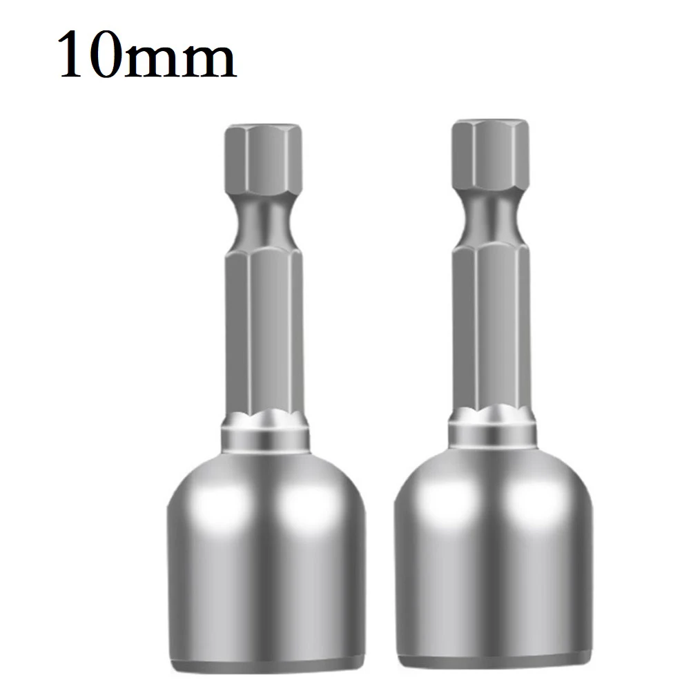 2PCS 6-13mm Impact Socket Magnetic Nut Screwdriver 1/4in Hex Shank Electric Drill Bit For Power Drills Cordless Magnetic Drivers