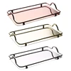 Nordic Style Rectangular Stainless Steel Mirror Tray with Handles Coffee Bar Food Elegant Teapot Cup Storage Hold Serving Trays 6