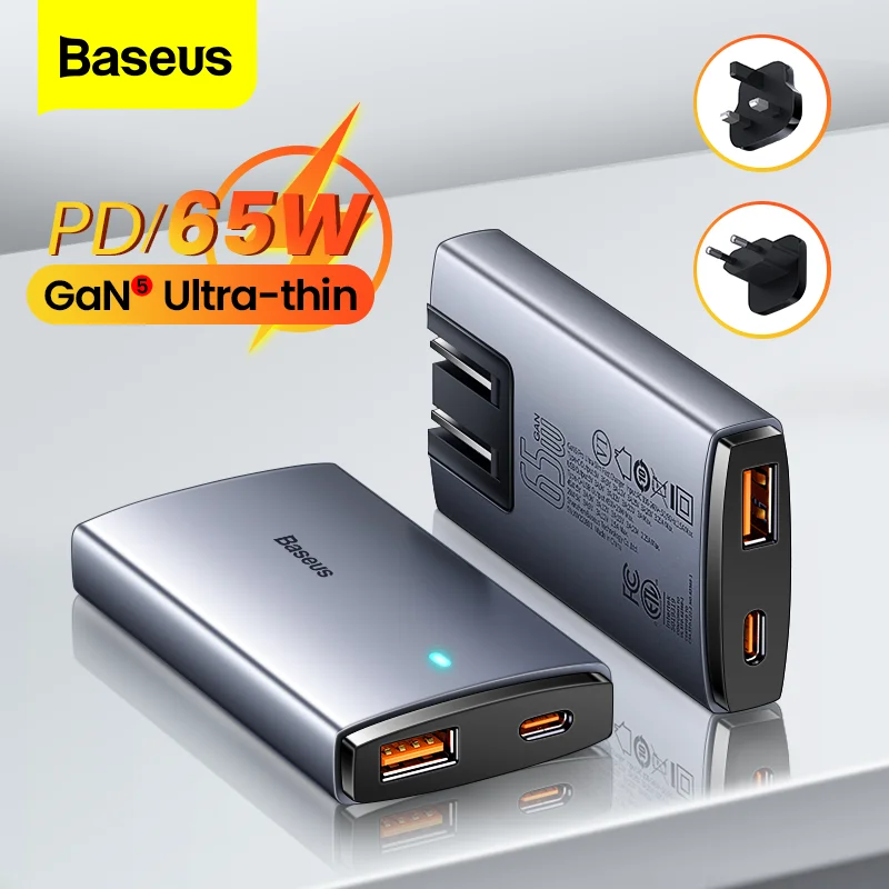 Baseus 65W Gan 5 Pro Caricatore Usb C Pd 3.0 Ricarica Rapida 4.0 Tipo C Caricabatterie Da Viaggio Protable A Ricarica Rapida Per Iphone 14 13 Macbook