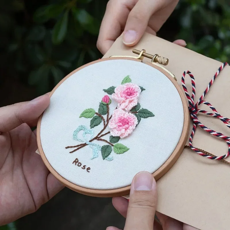 1 Set Beginner's Embroidery Kit with Hoop Complete DIY Pack for Crafting Unique Floral Patterns Designs Embroidery Gifts embroidery set embroidery kits embroidery hoop embroidery tool
