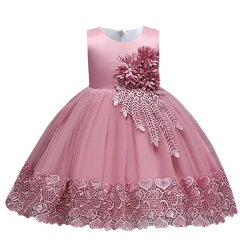 2023 Summer Girls Dress Lace Applique Flower Girl Party Dresses Children Costume 2-10 Years Kids Wedding Princess Birthday Dress 1
