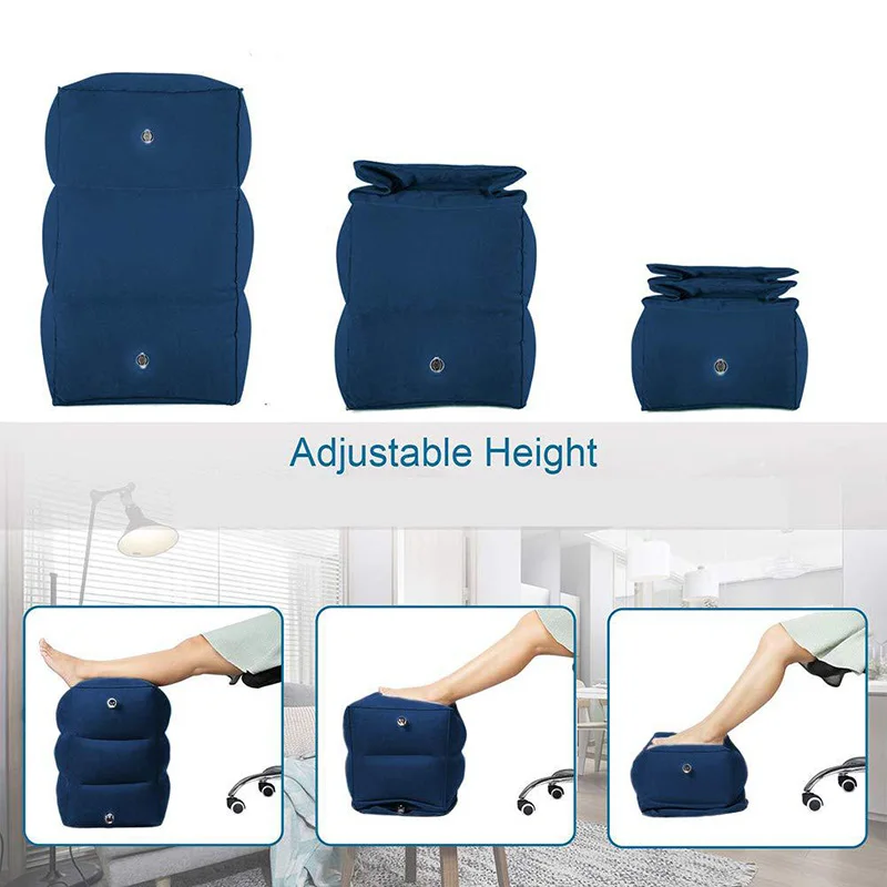 Description Picture 2 of item1/2/3 Layers Self Inflatable Portable Travel Footrest Pillow Airplane Train Car Height Adjustable Flight Sleeping Resting Pad