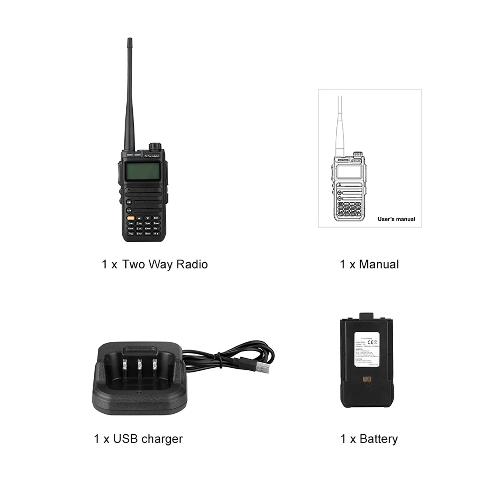 YiNiTone HT-UV1 136-174/400-520MHz 5W  Dual-segmentHigh Power Outdoor Wireless Walkie Talkie