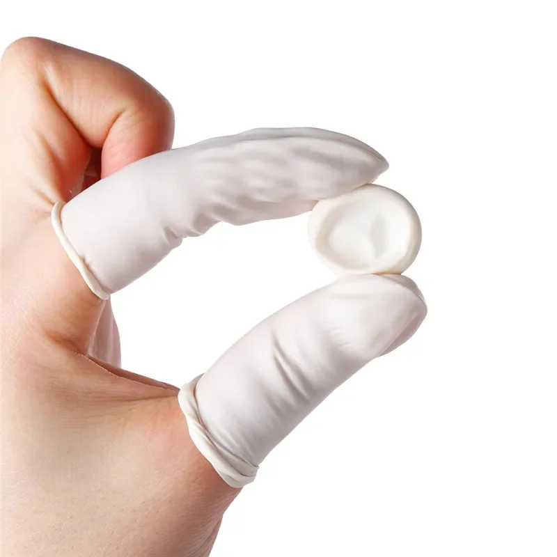 20/50pcs Natural Rubber Gloves Finger Cots Latex Fingertip Protective Disposable
