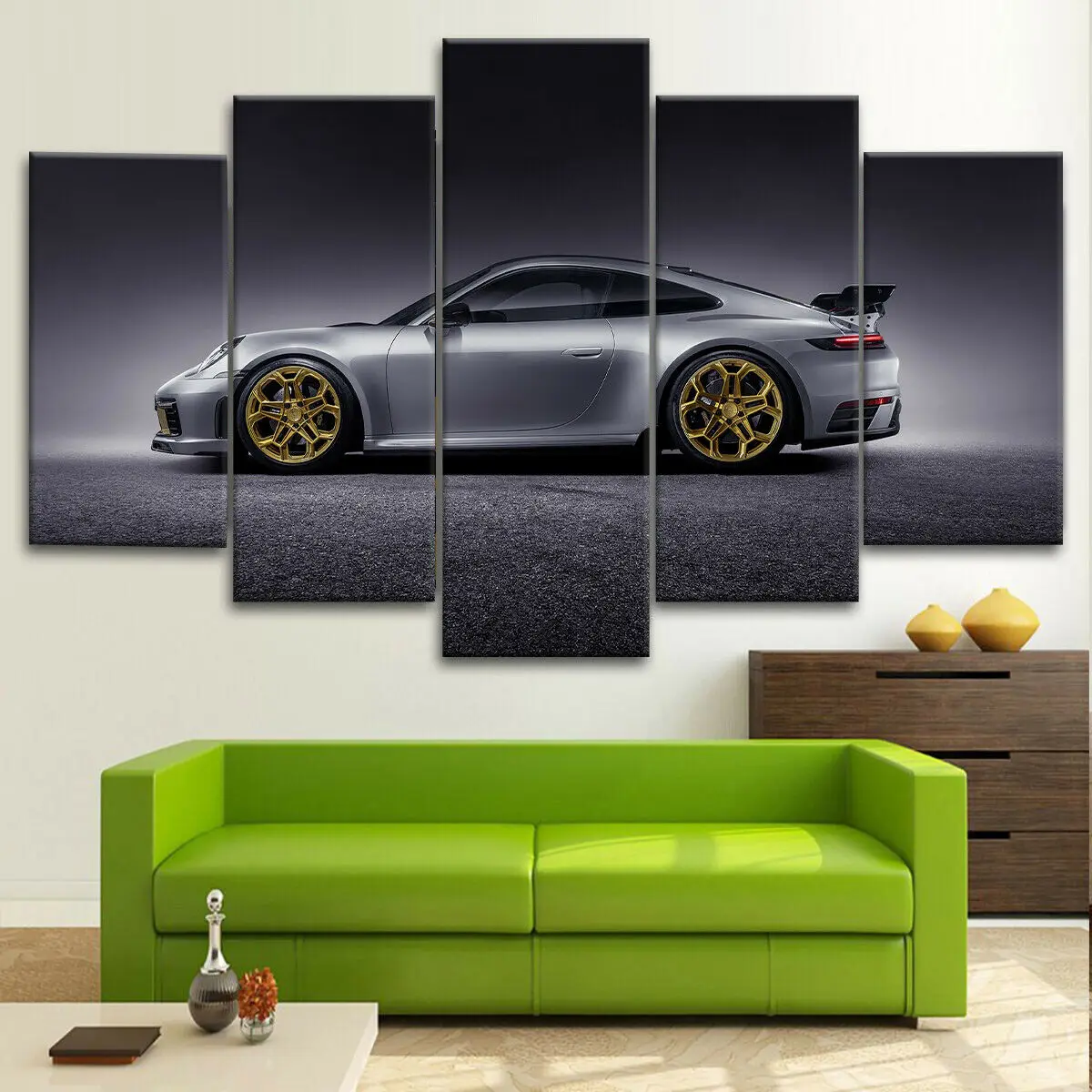 

No Framed Canvas 5 Pcs Luxury Grey Car Modular HD Decorative Wall Art Posters Pictures Home Decor Paintings