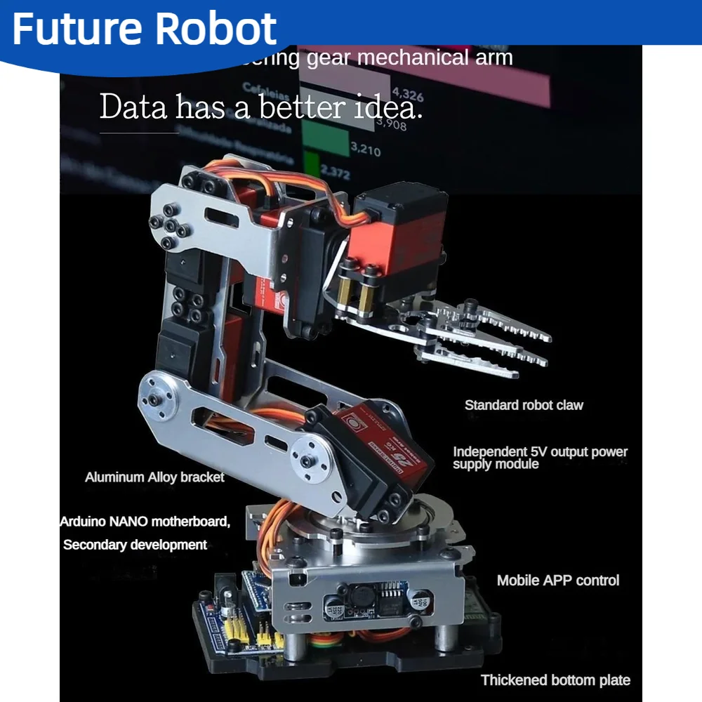 Bausatz für einen ferngesteuerten Roboterpanzer mit Servo 25 kg, Metall-Gehäuse, programmierbares Bastel-Set