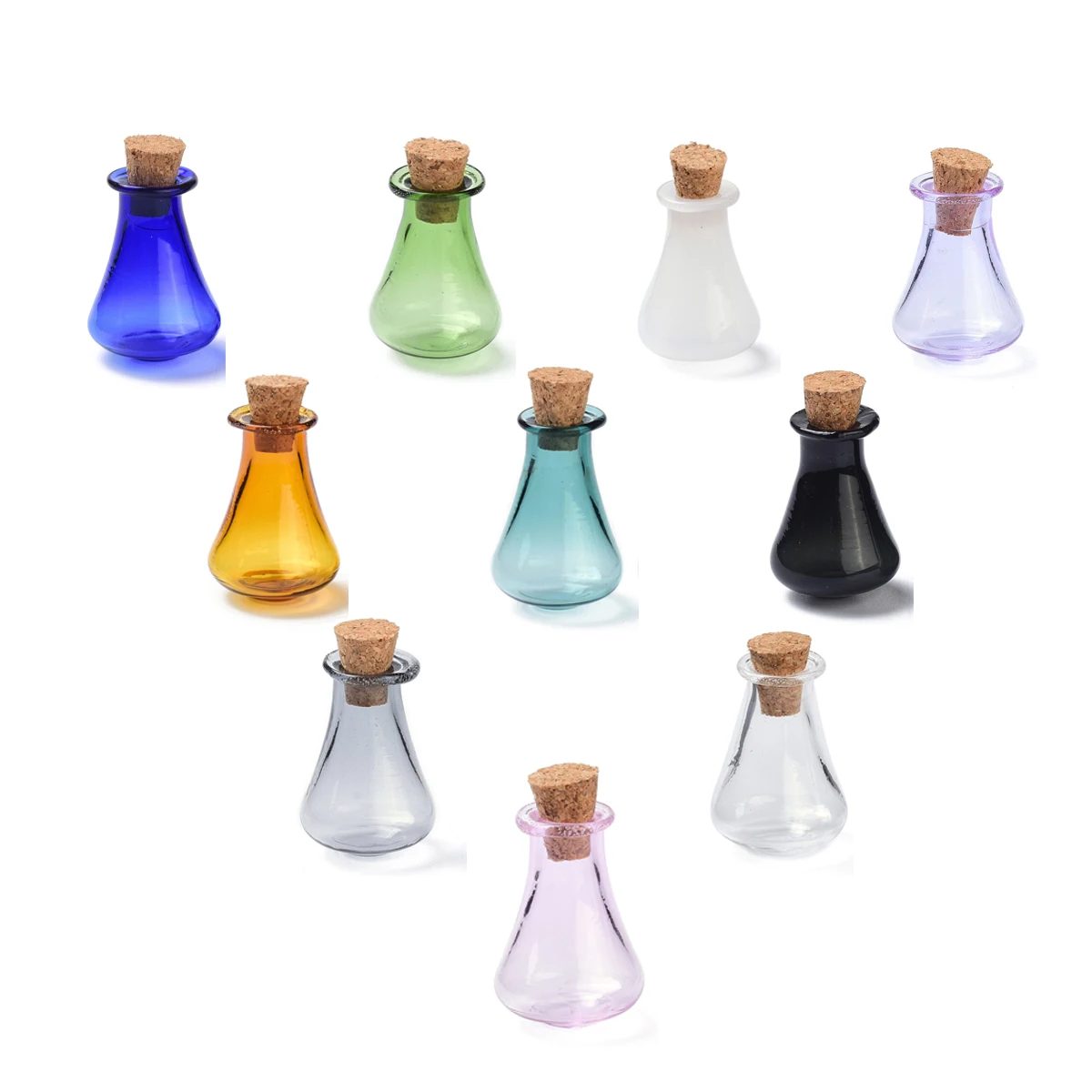

10Pcs Glass Cork Bottles Glass Empty Wishing Bottles Multicolor for Jewelry Beads Container DIY Vials Liquid Home Decoration
