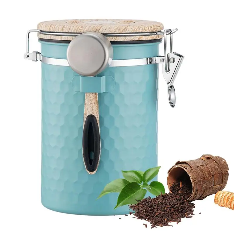 

Coffee bean storage tank 1.8L Airtight Coffee Container Valve Storage Canister Set Stainless Steel Coffee Jar Canister for Beans