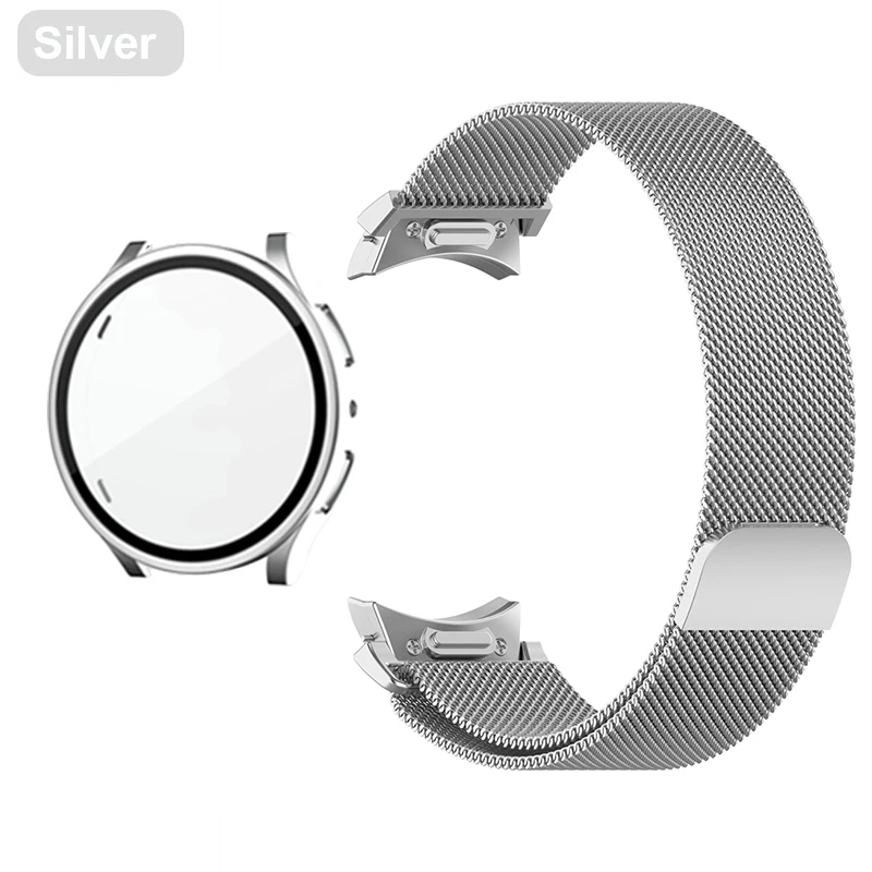 Premium Metal Strap with Magnetic Loop and Screen Protector Case, Quick Install Bracelet