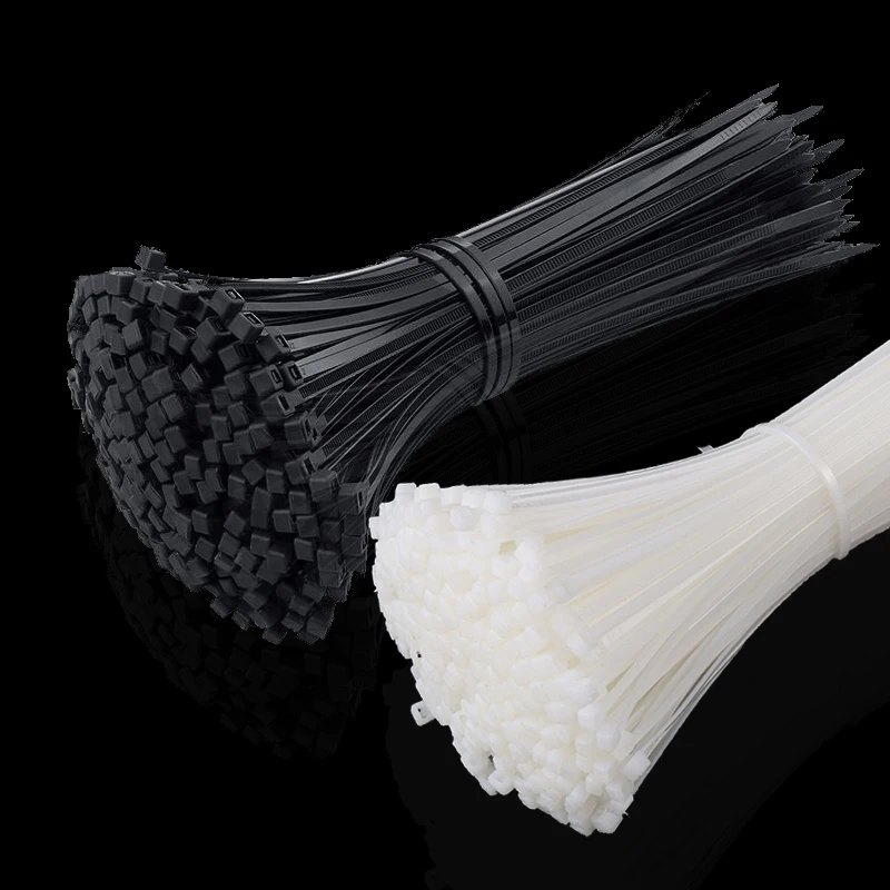  50PCS Plastic Nylon Cable Tie Black 3x200 Fixing Ring Loop Wire Wrap Cable Tie Zipper with 4x300 self-locking nylon cable tie 