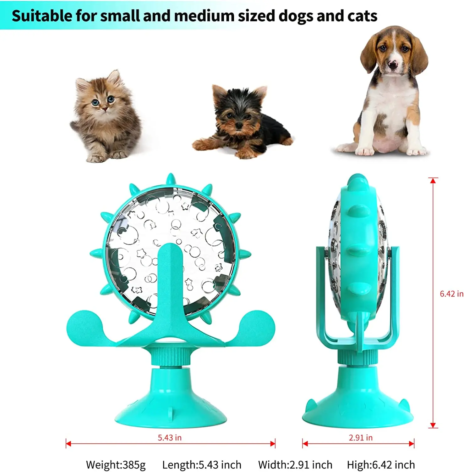 Dog Puzzle Toys Interactive Cat Slow Feeder Windmill Treat Dispensing Dog  Toys with Powerful Suction Cup Cat Dog Treat Toy - AliExpress