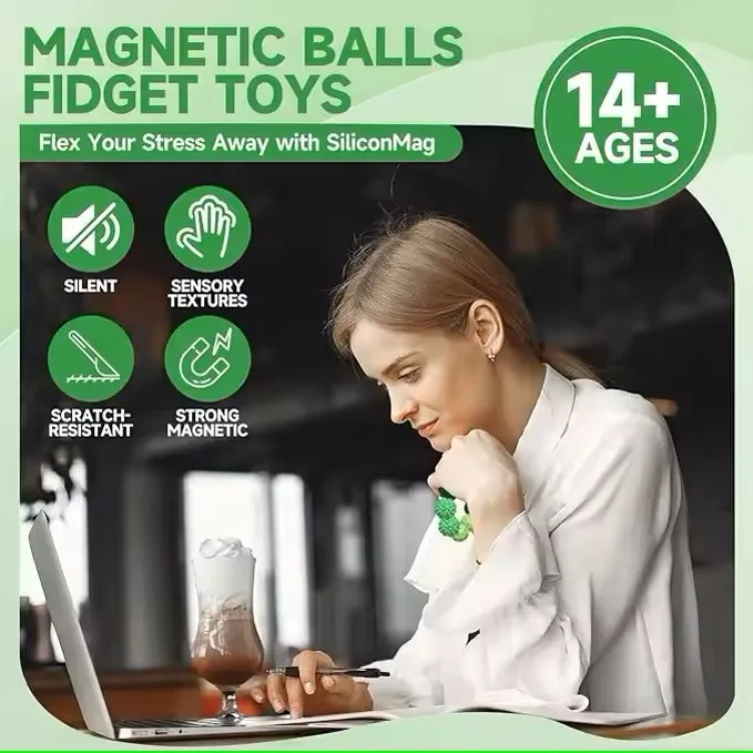 Sensorische Spielzeuge Silikon Magnetball Sensorischer Magnetischer Saugball Entspannungsspielzeug zur Angstlinderung Dekompressionsball – Detail 10