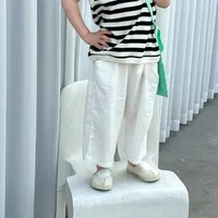 Baby Boy Girl Pant Cotton and Linen Cropped Trousers Child Trousers Long Kid Summer Pant Baby Infant Clothes 2
