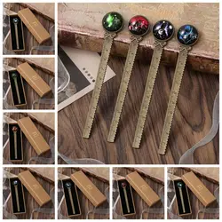 Gemstone Inlaid Twelve Constellation Bookmark Good Luck Pagination Mark Metal Page Marker Book Clip Book Paginator
