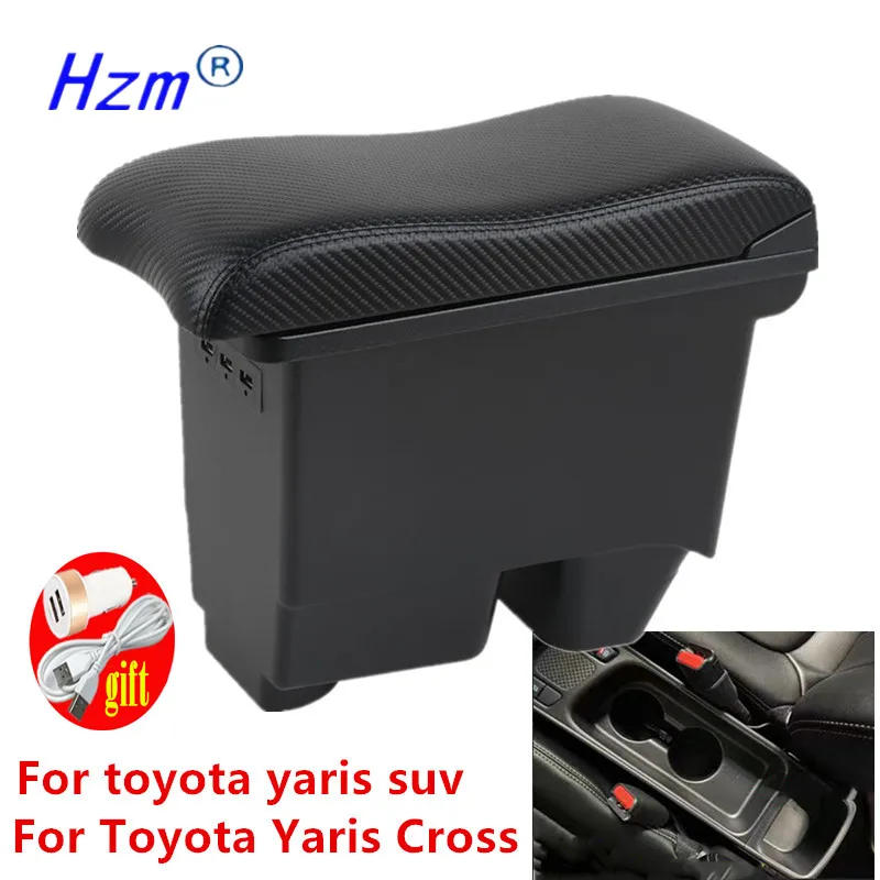 Kohle faser für Toyota Yaris Kreuz Armlehne Box für Toyota Yaris Suv  Central Store Box Nachrüstung USB-Aufladung Auto Zubehör - AliExpress