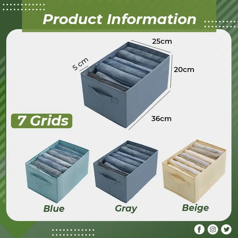 7 Grids Jeans Storage Box Closet Storage Organizers For Clothes Jeans Compartment Storage Items Bags Organizer Pants Storage tool pouch Tool Storage Items