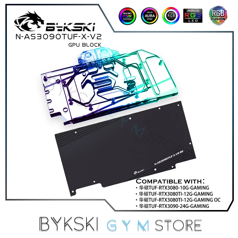 Bykski Gpu Water Block Per Asus Tuf Rtx3090/3080/3080Ti Scheda Grafica Da Gioco, Gpu Cooler Radiatore Argb Aura Sync N-As3090Tuf-X-V2