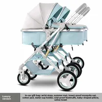 Poussette double pour nouveau-nés, landau pliable à double siège, inclinable réglable, toutes saisons, design léger 5
