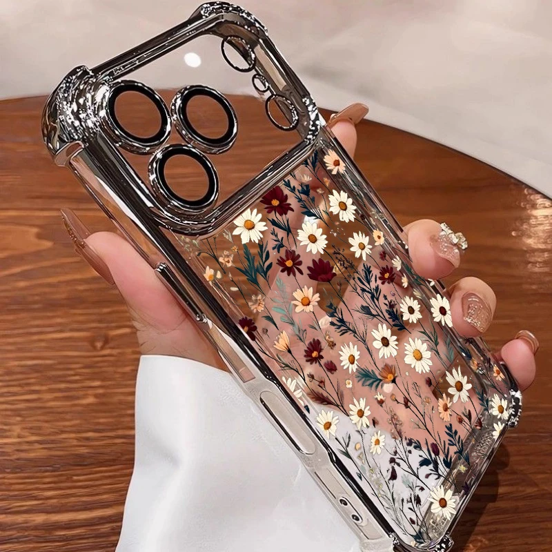 Cute Colorful Daisy Candy Plating Transparent Phone Case