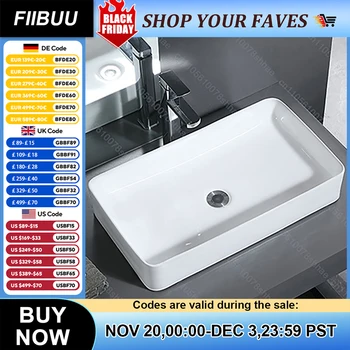 อ่างล้างหน้าเซรามิกสีขาวสำหรับห้องน้ำแบบวางบนเคาน์เตอร์ อ่างล้างหน้าเซรามิกพอร์ซเลนพร้อมอุปกรณ์ระบายน้ำ 1