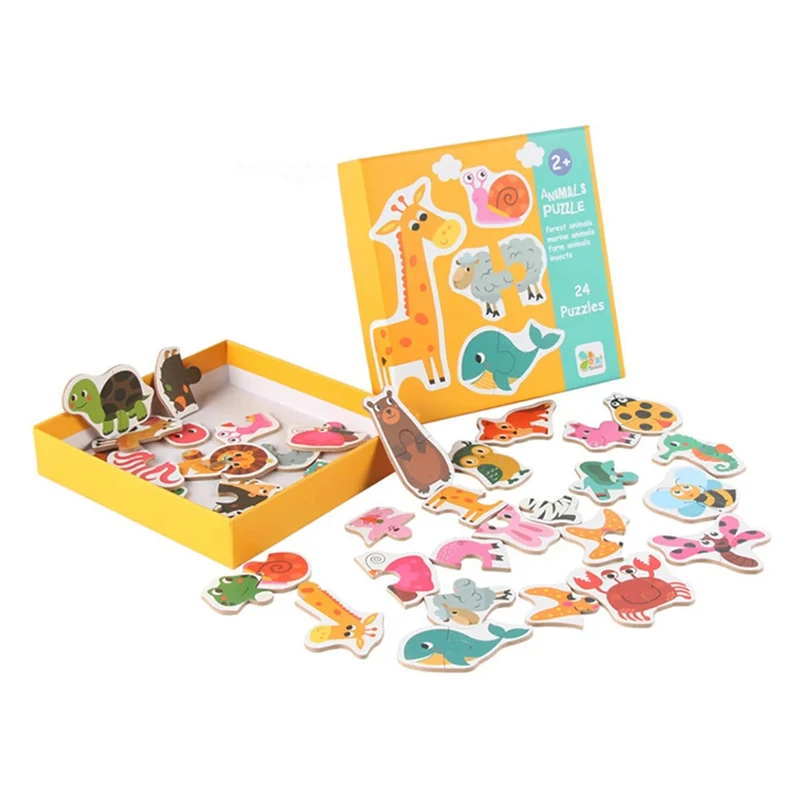 Wooden Matching Puzzle Game Early Education Cognitive Animal Fruit Transportation Educational Toys Children's Gifts 3