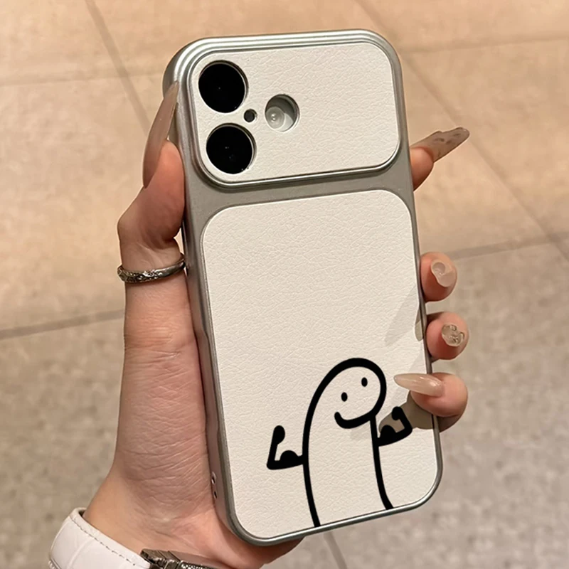 Minimalist Black Line Muscle Man Pattern Faux Leather Phone Case