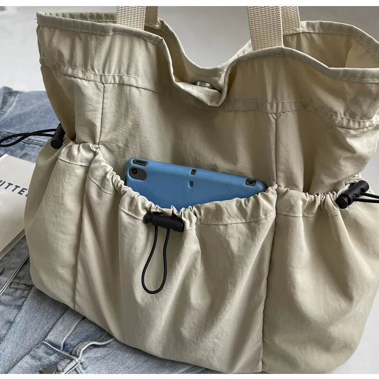 Large Capacity Tote Bag Fashion Shoulder Canvas Bag Work Commuting Bucket Bag