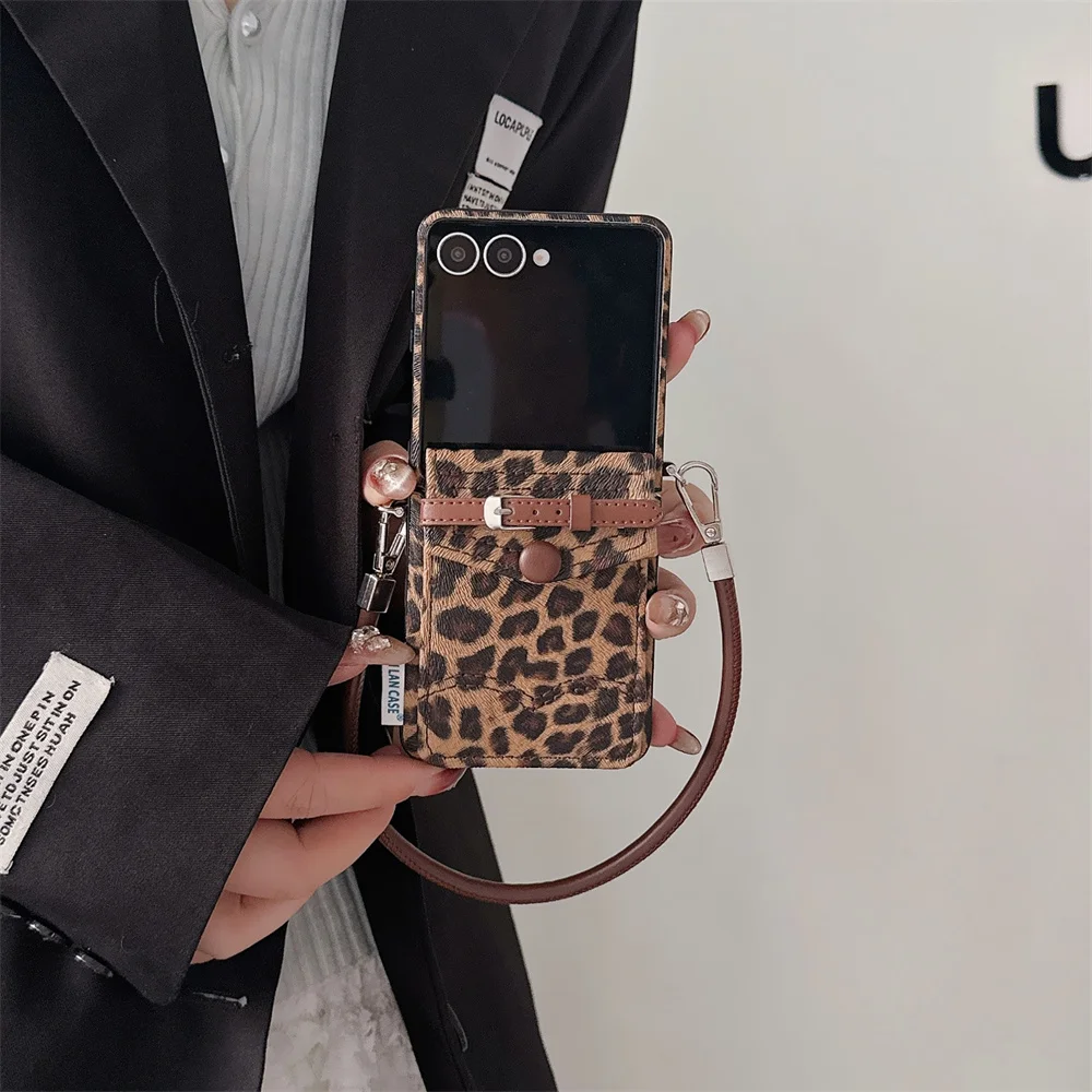 Fashion Leopard Leather Phone Case with Card Holder and Cute Design