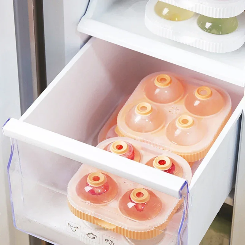 4 Grid Big Ice Ball Mould Large Dia 6.5cm Big Ice Ball Maker Tray for Whiskey Cocktail Bar Tools Food Grade Ice Mould for Party