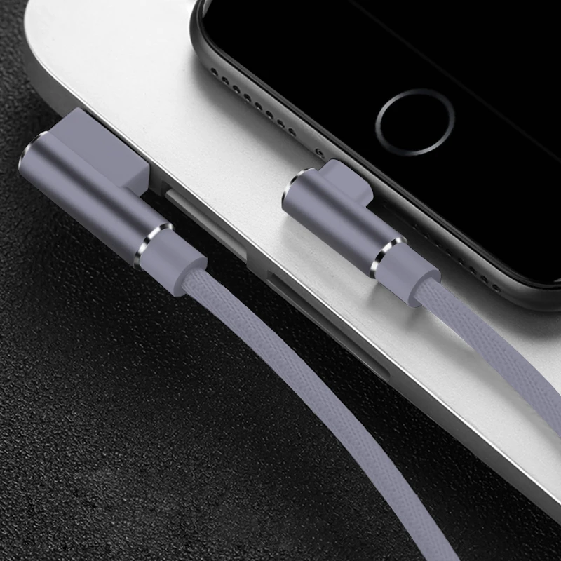 Angled USB Type A to C Fast Charge Data Cable with Elbow Adapter - 1m/2m/3m
