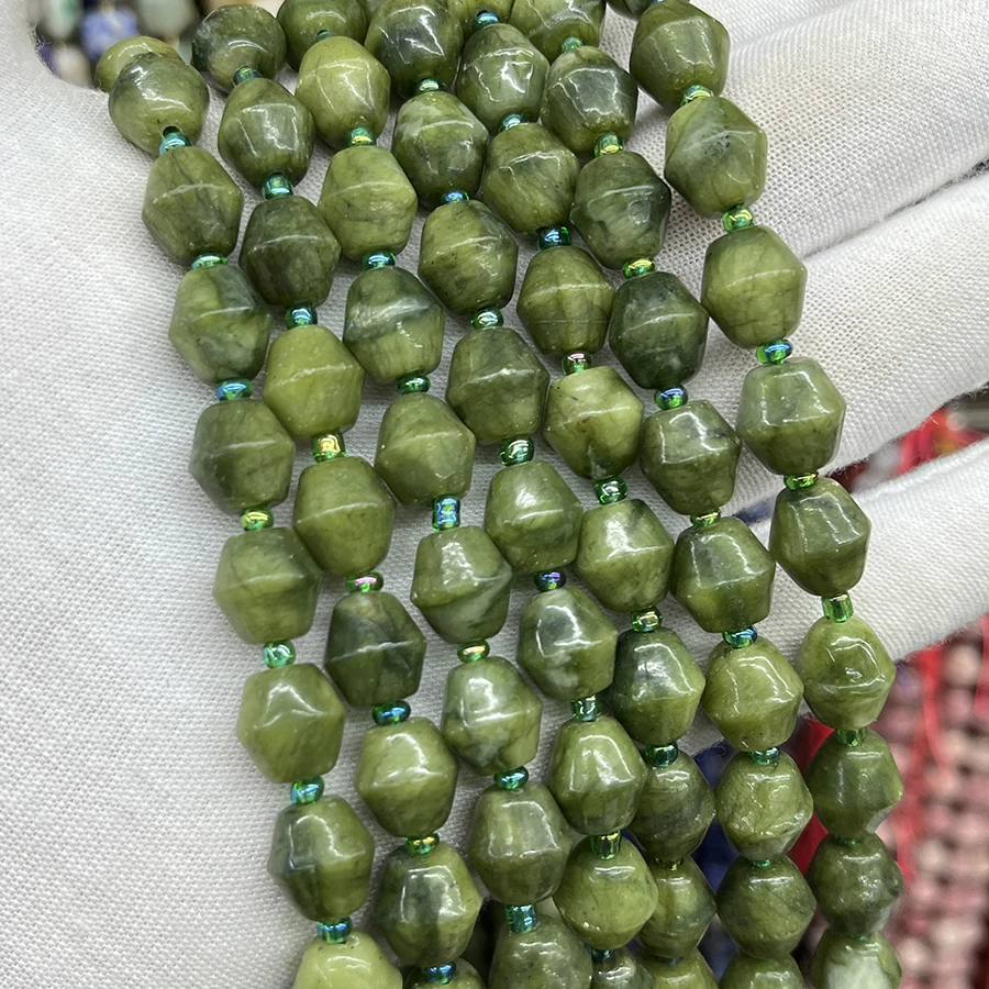 

Natural Stone African Jade Stones Handmade Faceted Small Bell Loose Beads For DIY Jewelry Making Bracelet Necklace15'' 10x11mm