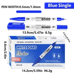 Premium Dual - Tip Erasable Marker Set - Quick - Drying, Low Odor, and Smooth Writing for Offices and Classrooms (10 Blue)