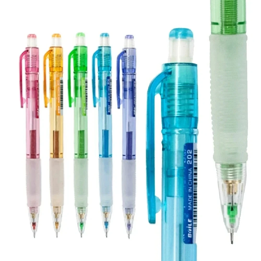 5pcs Random 3 pens Color Mechanical Pencil Set 0.5/0.7mm Erasable Children's Drawing Color Lead Core School Art Stationery