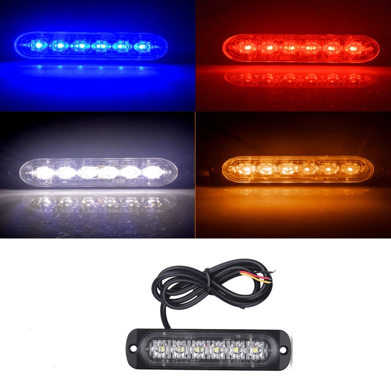 

Universal 6LED Truck Warning Light Signal Light for Car SUV Vehicle Motorcycle Truck Strobe Light 12-24v Universal Ultra-Thin