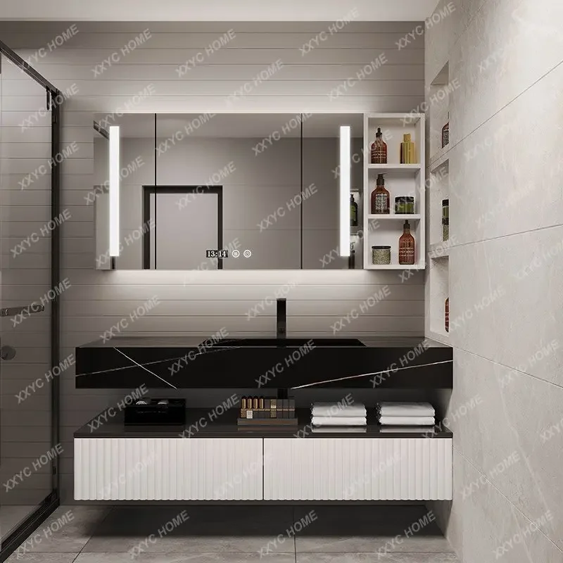 Stone Plate Whole Washbin Bathroom Cabinet Combination Simple Modern Bathroom Table Washbasin Cabinet