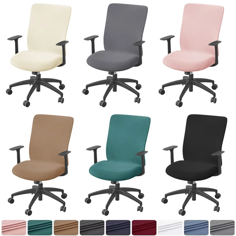 Chair Cover 1PC Solid Color Office Chair Stretch Computer Chair Lift Rotating Gaming Case for Funda Silla Escritorio Study