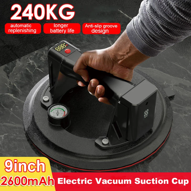 9Inch 240KG Air Pump Vacuum Suction Cups Powerful Heavy-Duty Strong Hand Pump Sucker Lifted Magnets Handling Tools Box Pack